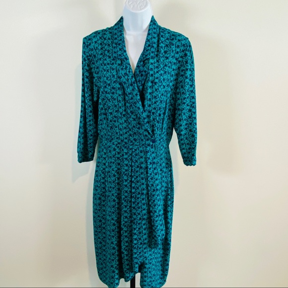 Vintage Print Blue on Blue Pattern Wrap Dress by Johnathan Martin - Picture 13 of 13